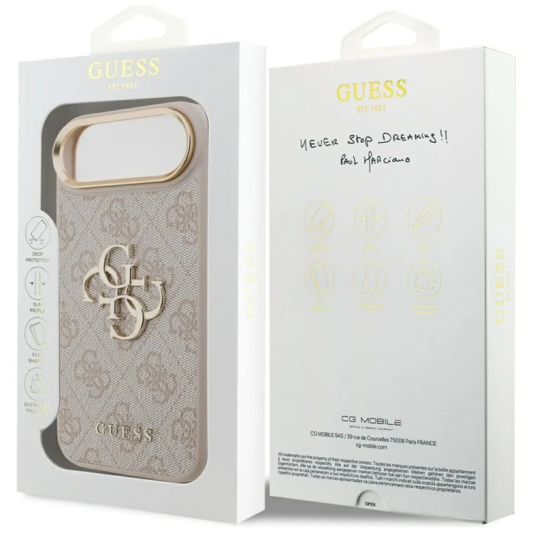 Etui Guess iPhone 17 Air Big 4G Classic Złoto-Różowe - Futerał MagSafe z Paskiem