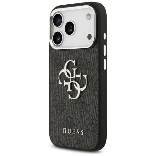 Etui Guess iPhone 17 Pro 4G Big Classic Czarne - Pokrowiec ze Srebrną Ramką