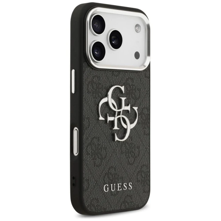 Etui Guess iPhone 17 Pro 4G Big Classic Czarne - Pokrowiec ze Srebrną Ramką
