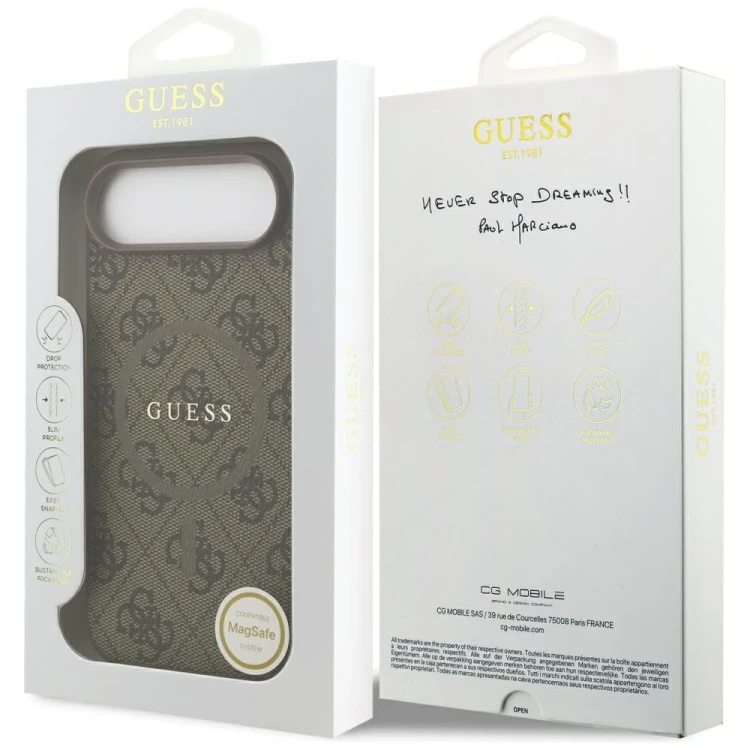 Etui Guess iPhone 17 Air PU 4G Ring Classic Brązowe - Pokrowiec MagSafe