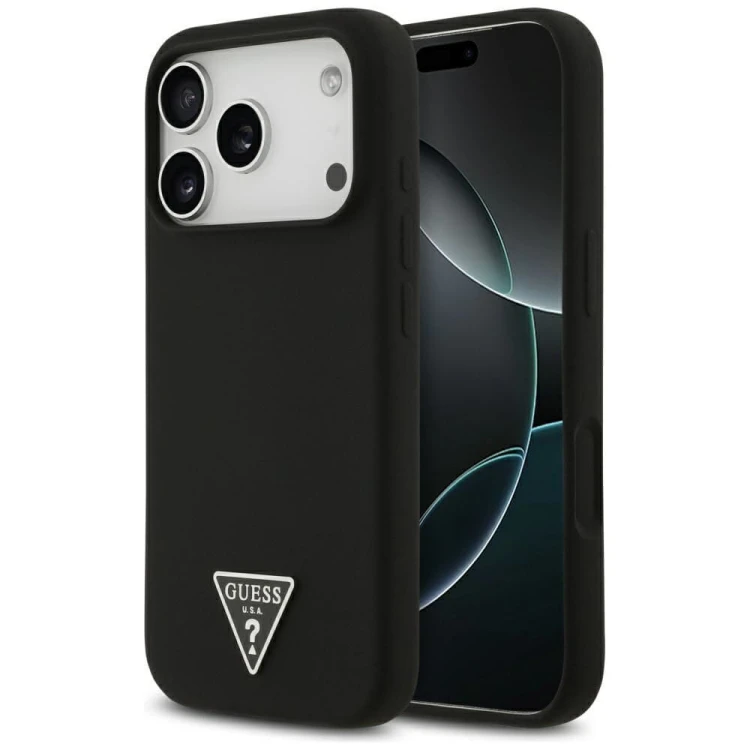 Etui Guess iPhone 17 Pro Silicone Triangle Logo Czarne - Silikonowy Pokrowiec MagSafe