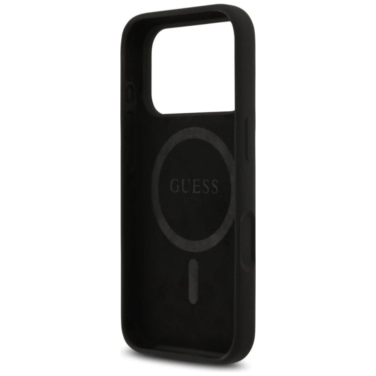 Etui Guess iPhone 17 Pro Silicone Triangle Logo Czarne - Silikonowy Pokrowiec MagSafe