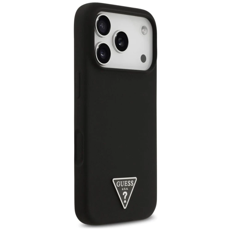 Etui Guess iPhone 17 Pro Silicone Triangle Logo Czarne - Silikonowy Pokrowiec MagSafe