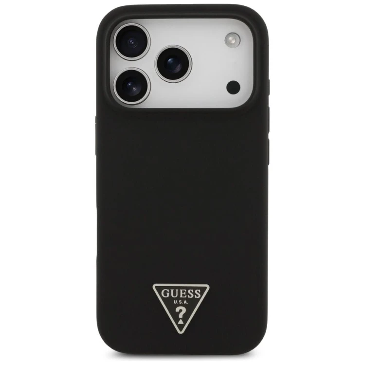 Etui Guess iPhone 17 Pro Silicone Triangle Logo Czarne - Silikonowy Pokrowiec MagSafe