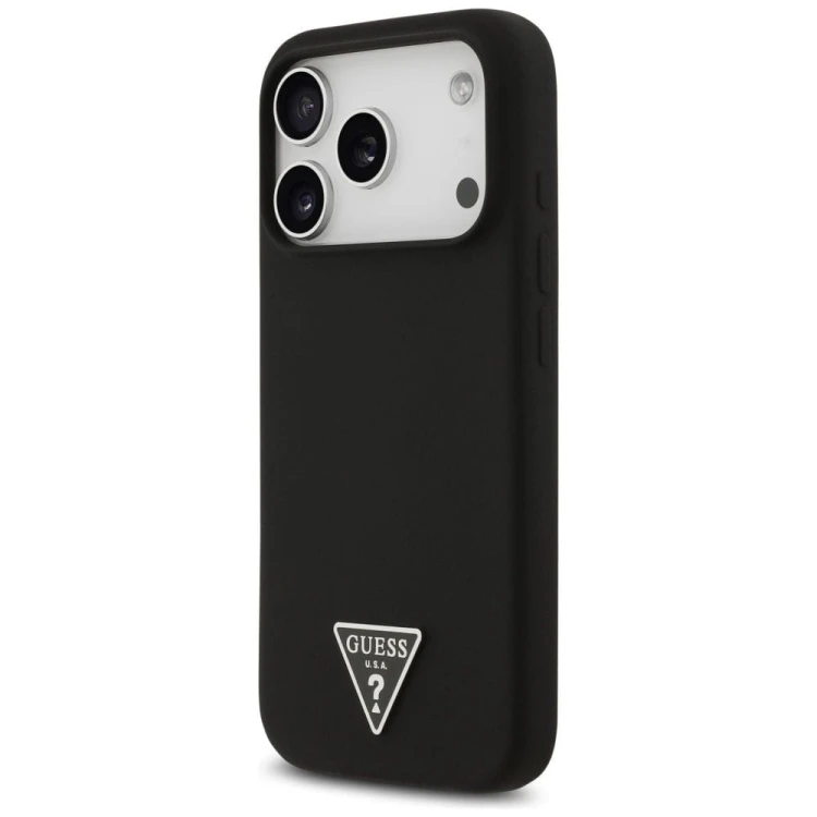 Etui Guess iPhone 17 Pro Silicone Triangle Logo Czarne - Silikonowy Pokrowiec MagSafe