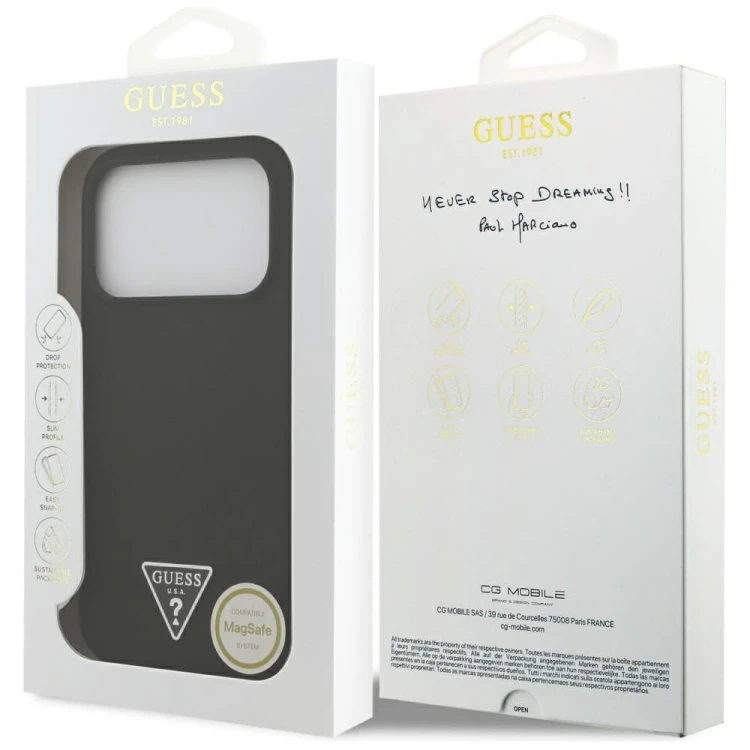 Etui Guess iPhone 17 Pro Silicone Triangle Logo Czarne - Silikonowy Pokrowiec MagSafe