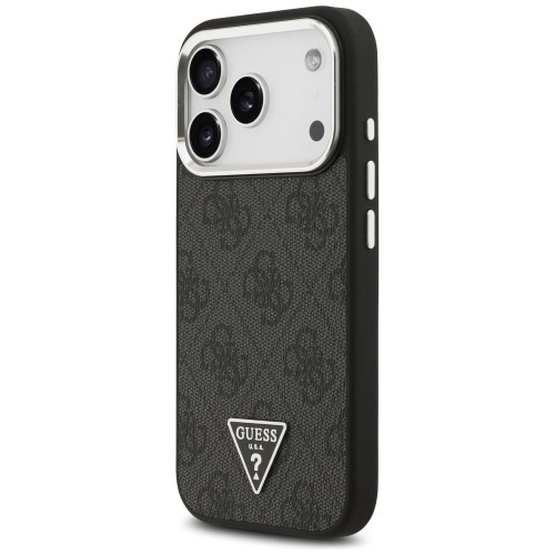 Etui Guess iPhone 17 Pro 4G Triangle Logo Czarne - Pokrowiec MagSafe Srebrne Detale
