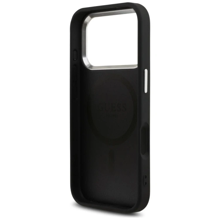 Etui Guess iPhone 17 Pro 4G Triangle Logo Czarne - Pokrowiec MagSafe Srebrne Detale