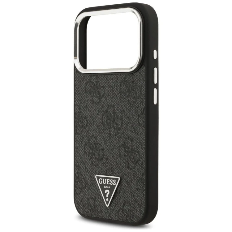 Etui Guess iPhone 17 Pro 4G Triangle Logo Czarne - Pokrowiec MagSafe Srebrne Detale