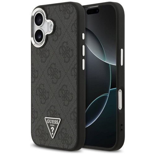 Etui Guess iPhone 17 4G Triangle Logo Czarne - Pokrowiec MagSafe Srebrne Detale