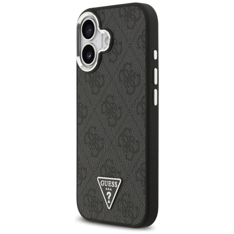 Etui Guess iPhone 17 4G Triangle Logo Czarne - Pokrowiec MagSafe Srebrne Detale