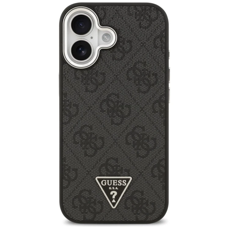Etui Guess iPhone 17 4G Triangle Logo Czarne - Pokrowiec MagSafe Srebrne Detale