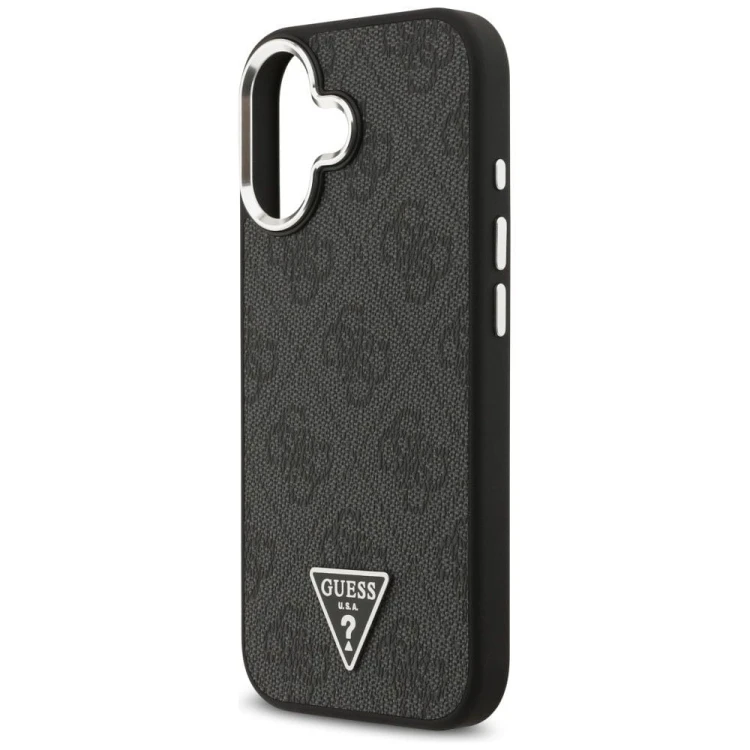 Etui Guess iPhone 17 4G Triangle Logo Czarne - Pokrowiec MagSafe Srebrne Detale