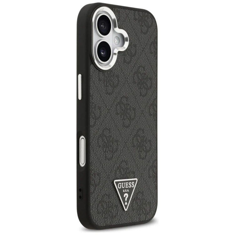 Etui Guess iPhone 17 4G Triangle Logo Czarne - Pokrowiec MagSafe Srebrne Detale