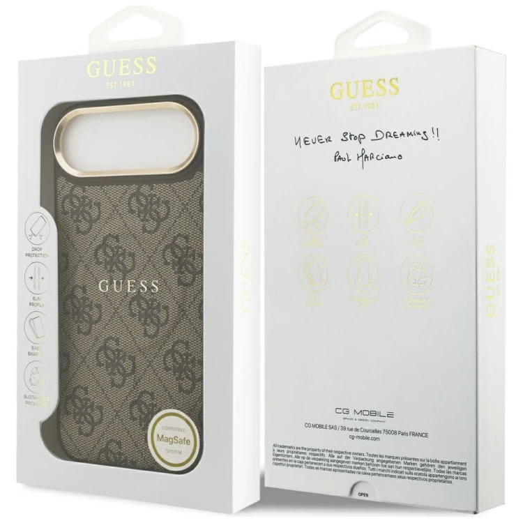 Etui Guess iPhone 17 Air PU 4G Classic Brązowe - Oryginalny Pokrowiec MagSafe