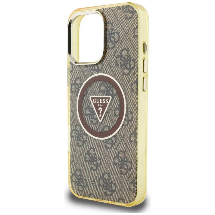 Etui Guess iPhone 16 Pro Metal Glitter 4G MagSafe Brązowe - Pokrowiec