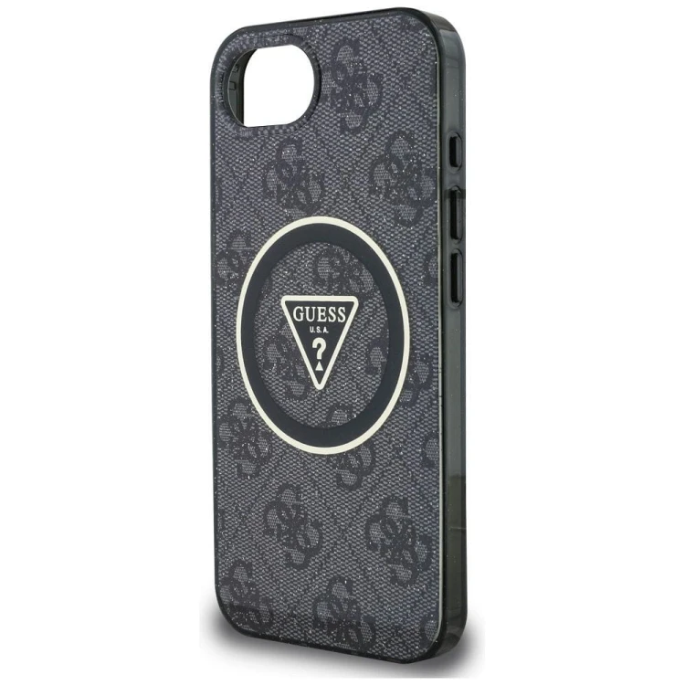 Etui Guess iPhone 16e / SE 4 2025 Metal Glitter 4G MagSafe Czarne - Pokrowiec