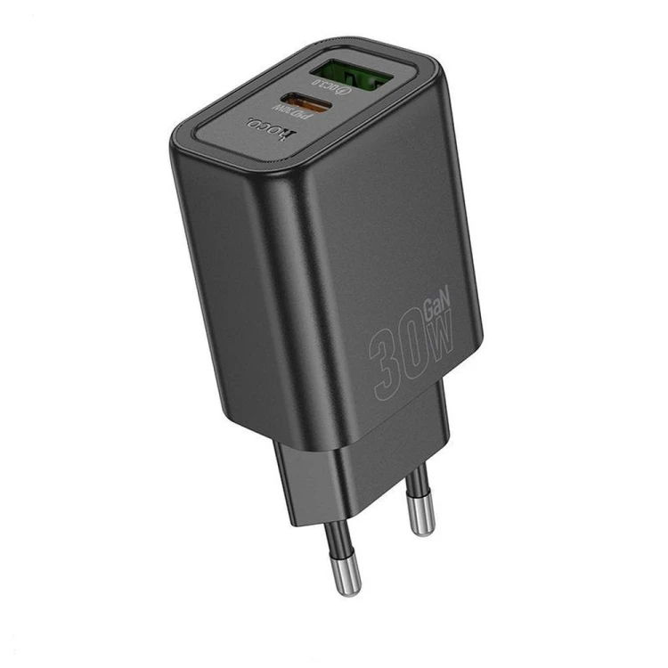 Szybka ładowarka sieciowa Hoco N63 30W (USB-C Power Delivery + USB-A Quick Charge) – czarna