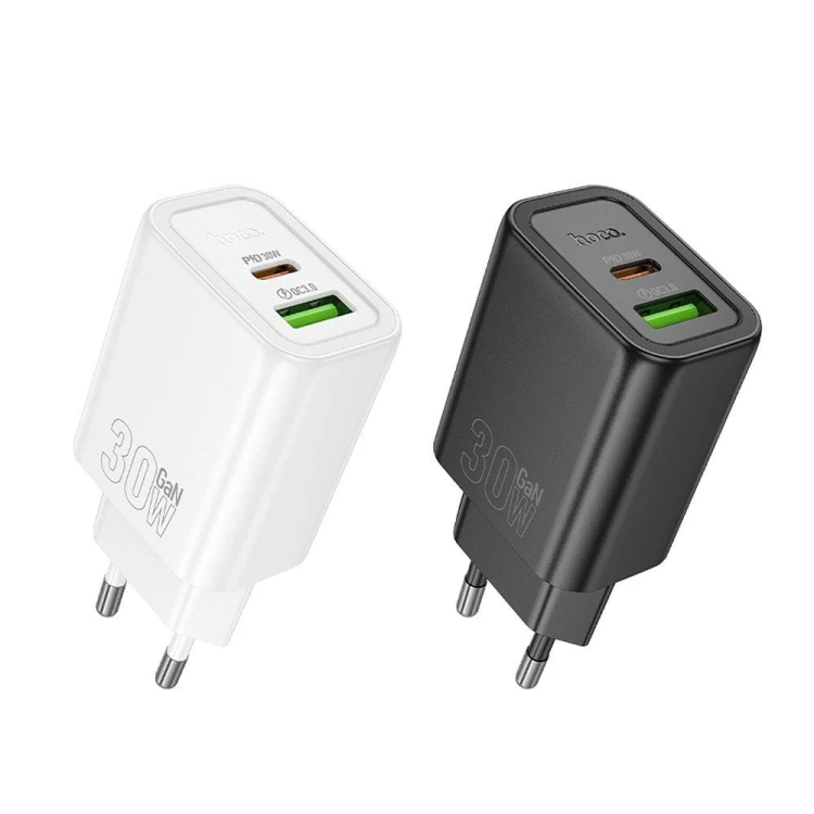 Szybka ładowarka sieciowa Hoco N63 30W (USB-C Power Delivery + USB-A Quick Charge) – czarna