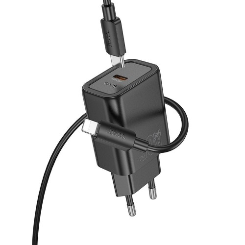 Szybka ładowarka sieciowa Hoco N62 USB-C Power Delivery 30W + kabel Lightning 1m – czarna