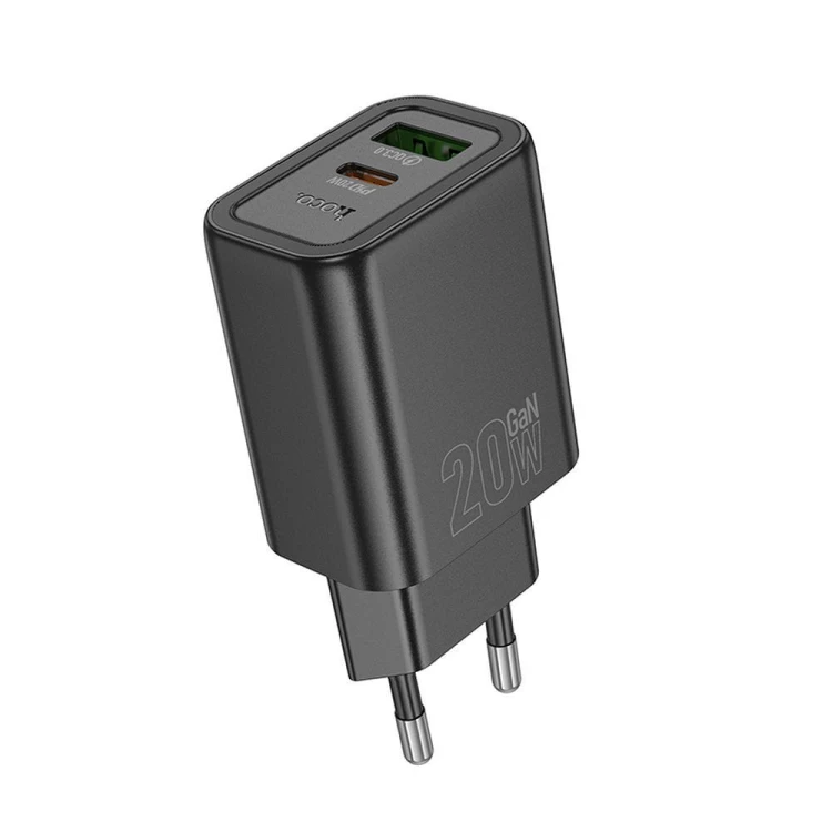 Szybka ładowarka sieciowa Hoco N61 20W (USB-C Power Delivery + USB-A Quick Charge) – czarna