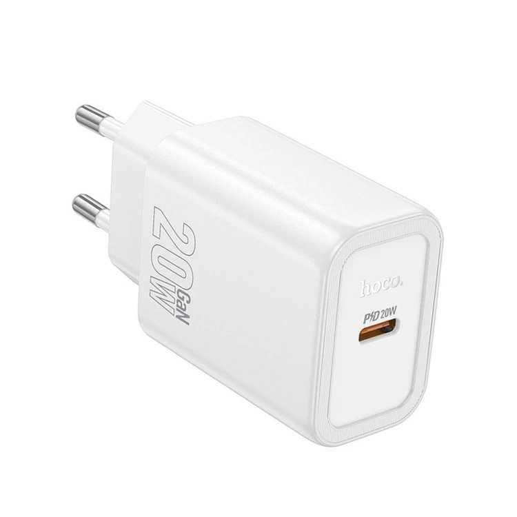Szybka ładowarka sieciowa Hoco N60 USB-C Power Delivery 20W – biała
