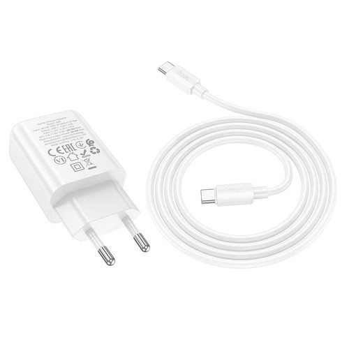 Szybka ładowarka sieciowa Hoco N60 USB-C Power Delivery 20W + kabel USB-C do Lightning 1m – biała