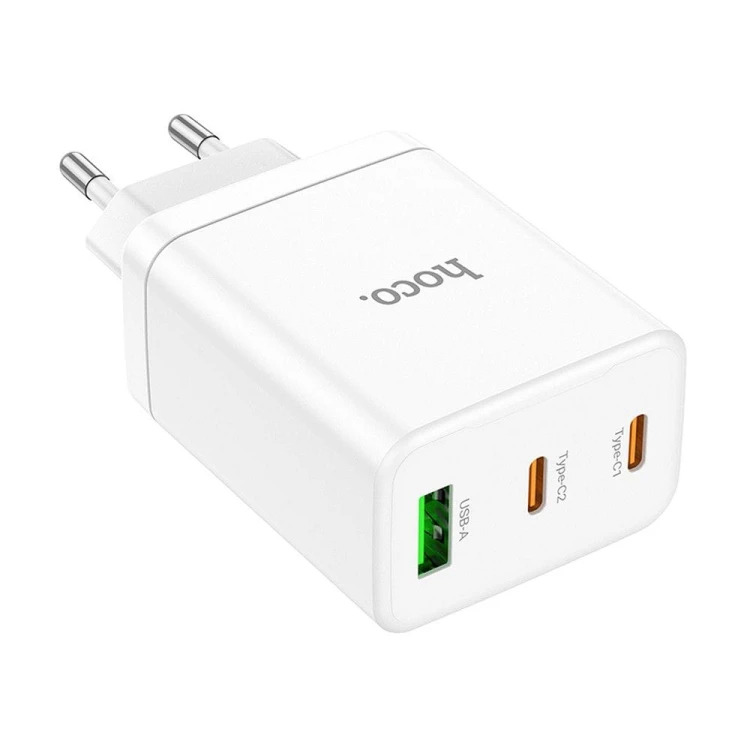 Szybka ładowarka sieciowa Hoco N33 35W (2xUSB-C + USB-A) – biała