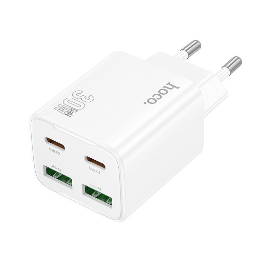 Multifunkcyjna ładowarka sieciowa Hoco N56 30W (2xUSB-C + 2xUSB-A) – biała