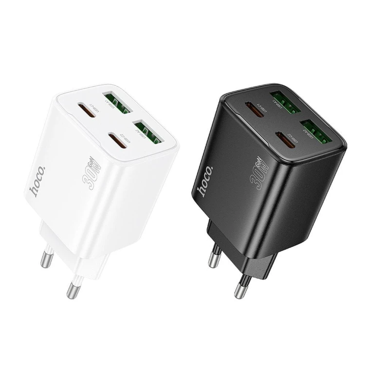 Multifunkcyjna ładowarka sieciowa Hoco N56 30W (2xUSB-C + 2xUSB-A) – biała