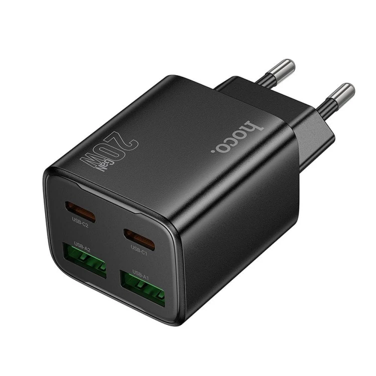 Multifunkcyjna ładowarka sieciowa Hoco N55 20W (2xUSB-C + 2xUSB-A) – czarna