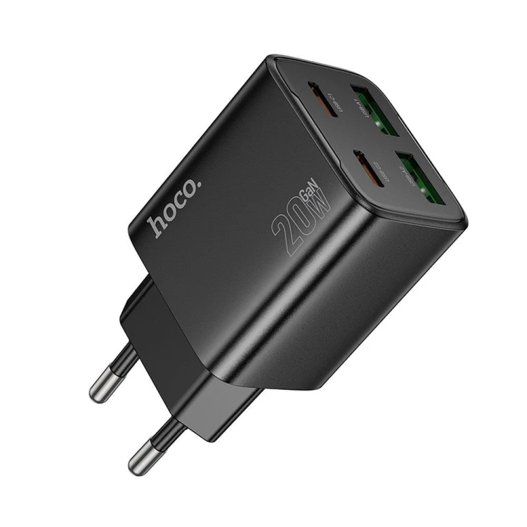Multifunkcyjna ładowarka sieciowa Hoco N55 20W (2xUSB-C + 2xUSB-A) – czarna