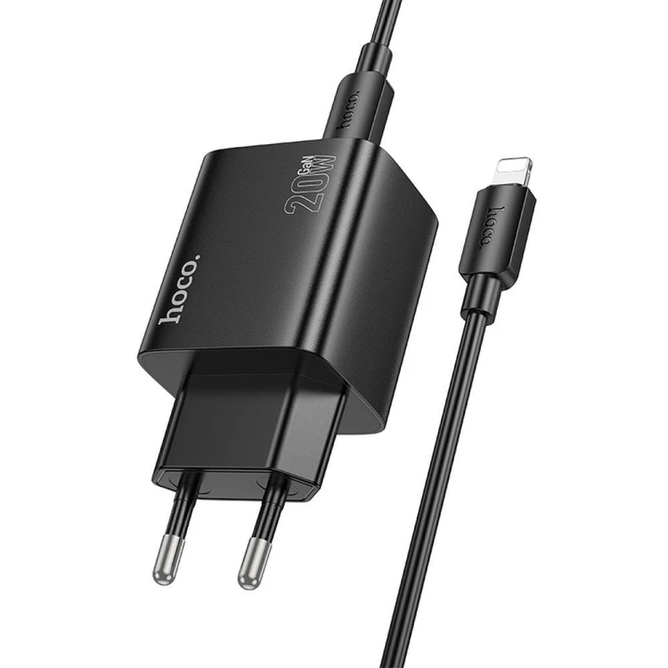 Multifunkcyjna ładowarka sieciowa Hoco N55 20W (2xUSB-C + 2xUSB-A) + kabel Lightning 1m – czarna