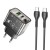 Szybka ładowarka sieciowa Hoco N34 20W (USB-C Power Delivery + USB-A Quick Charge) + kabel USB-C do USB-C 1m – transparentna
