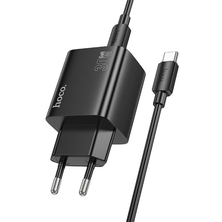 Multifunkcyjna ładowarka sieciowa Hoco N56 30W (2xUSB-C + 2xUSB-A) + kabel USB-C do USB-C 1m – czarna