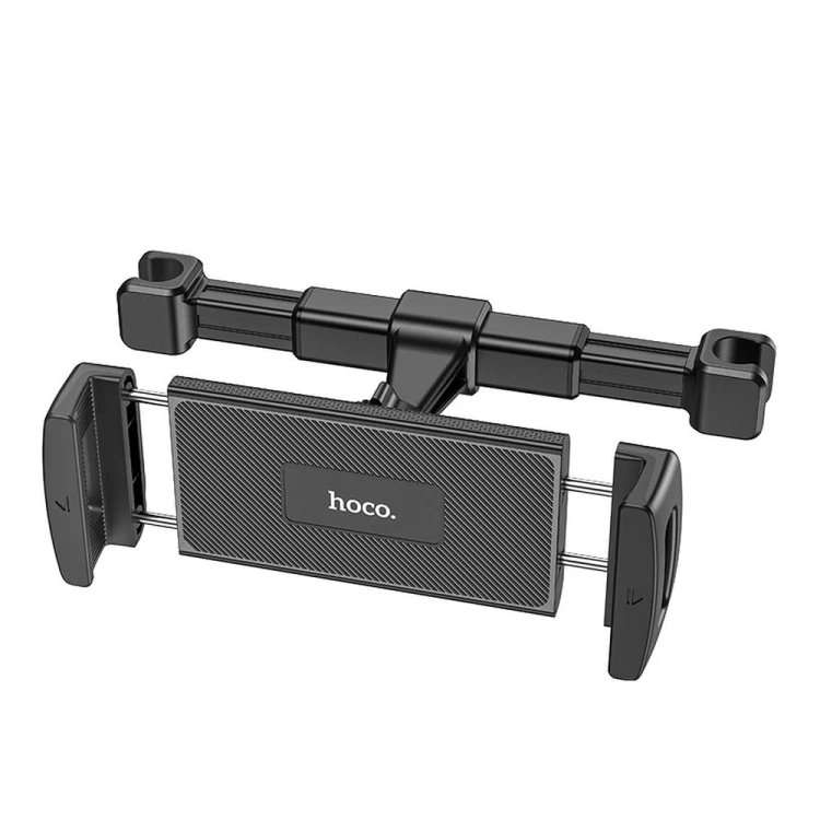 Uniwersalny uchwyt samochodowy na zagłówek Hoco CA121 na telefon i tablet (4,7" - 12,9") – czarny