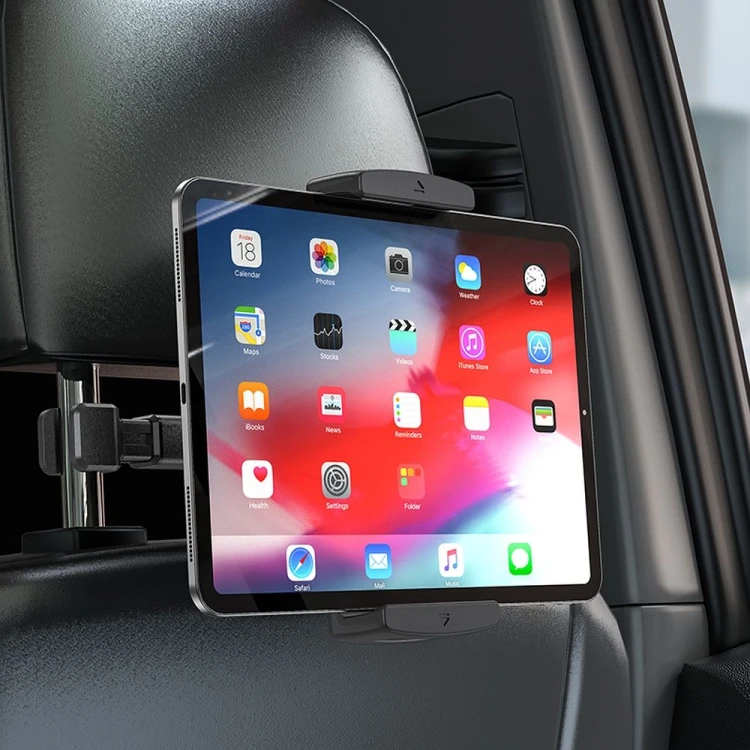 Uniwersalny uchwyt samochodowy na zagłówek Hoco CA121 na telefon i tablet (4,7" - 12,9") – czarny