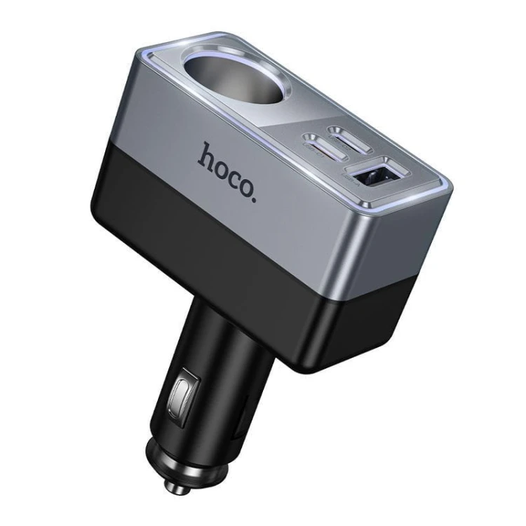 Potężna ładowarka samochodowa 4w1 Hoco Z65A – 2xUSB-C, USB-A + gniazdo zapalniczki, PD/QC 165W – czarna