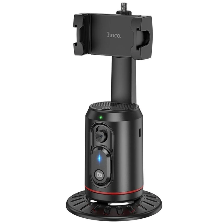 Inteligentny uchwyt Hoco K23 z automatycznym śledzeniem twarzy 360° i pilotem Bluetooth – czarny