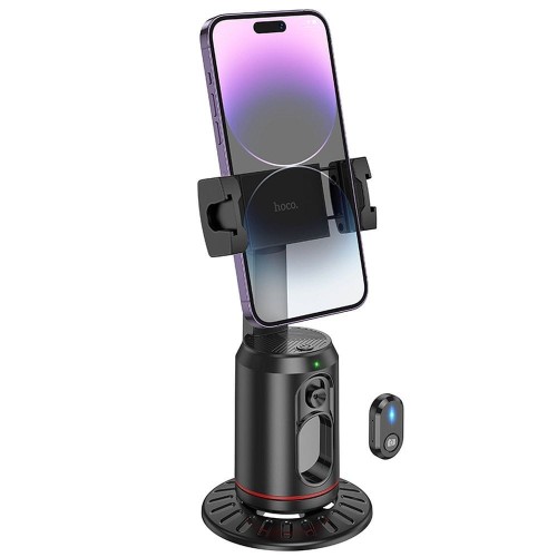 Inteligentny uchwyt Hoco K23 z automatycznym śledzeniem twarzy 360° i pilotem Bluetooth – czarny