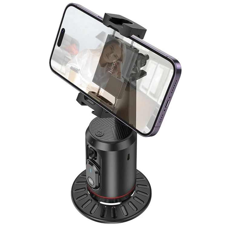 Inteligentny uchwyt Hoco K23 z automatycznym śledzeniem twarzy 360° i pilotem Bluetooth – czarny