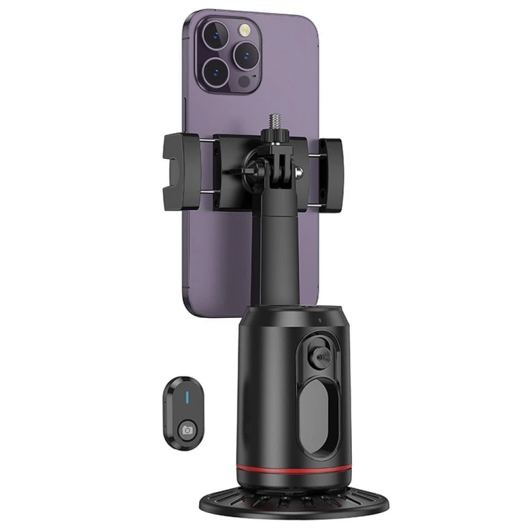 Inteligentny uchwyt Hoco K23 z automatycznym śledzeniem twarzy 360° i pilotem Bluetooth – czarny