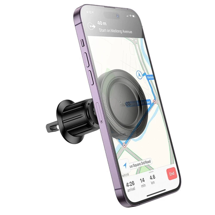 Magnetyczny uchwyt samochodowy Hoco H56 zgodny z MagSafe do kratki nawiewu – czarny