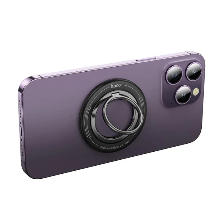 Magnetyczny uchwyt na palec Hoco GH3 Ring – pierścień z rotacją 360°, magnes N52 – czarny