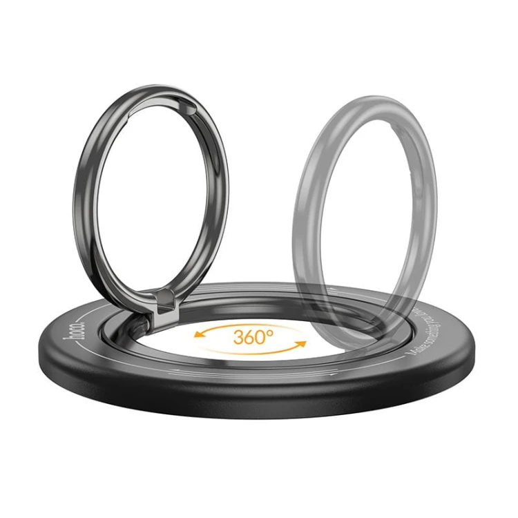 Magnetyczny uchwyt na palec Hoco GH3 Ring – pierścień z rotacją 360°, magnes N52 – czarny