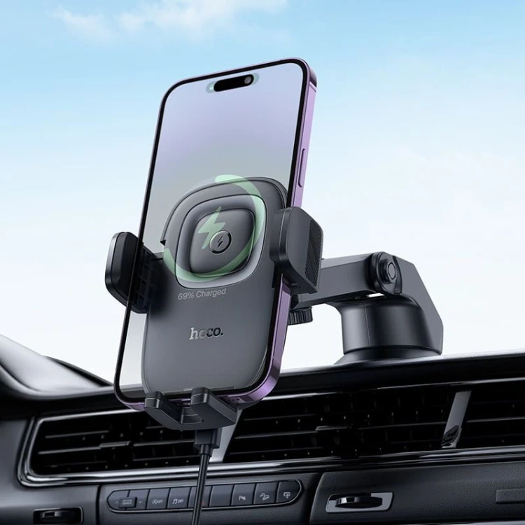 Indukcyjny uchwyt samochodowy Hoco HW32 15W – kompatybilny z MagSafe, do kratki nawiewu – czarny