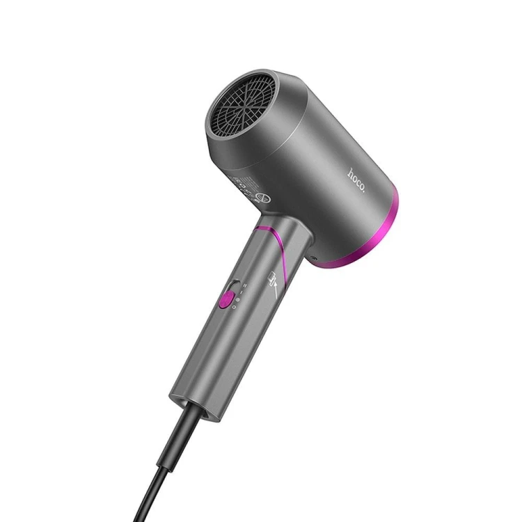 Składana suszarka do włosów Hoco HP13 Plus – 1600W, dysza 360°, kompaktowa – czerwony róż