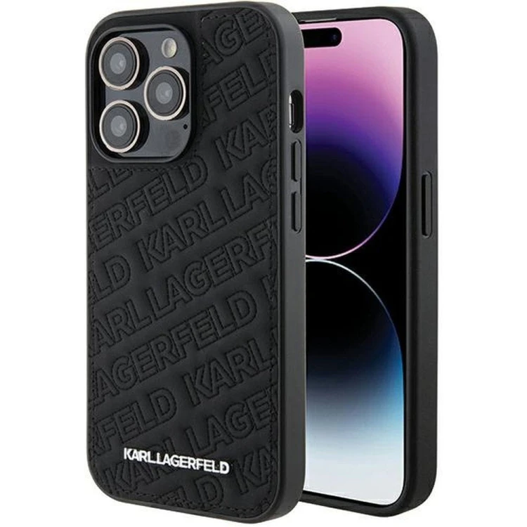 Ekskluzywne etui Karl Lagerfeld do iPhone 15 Pro Quilted Pattern – czarne