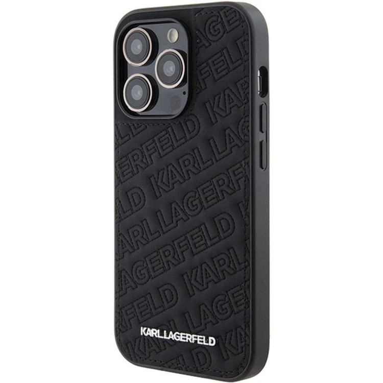 Ekskluzywne etui Karl Lagerfeld do iPhone 15 Pro Quilted Pattern – czarne