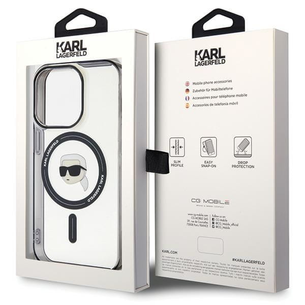 Transparentne etui Karl Lagerfeld do iPhone 15 Pro MagSafe Karl Head – przezroczyste